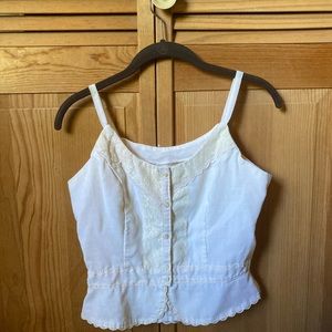 Vintage cotton crop top with lace details